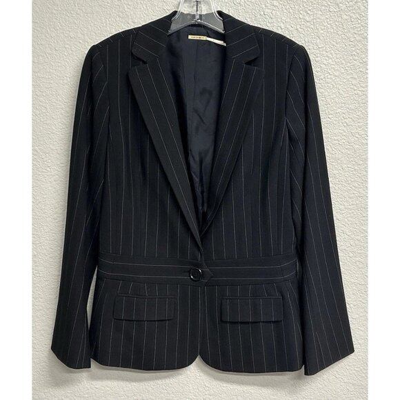Max Studio Women's Blazer Jacket Long Sleeve Black Pinstripe Size 12 - Picture 1 of 10